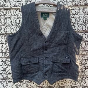 Woolrich Ruston gray wool herringbone boho cowboy western style dress vest XL